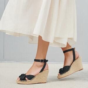 Loeffler Randall Tessa Espadrille Wedge Sandals Polka Dot 7.5 w/ Box
